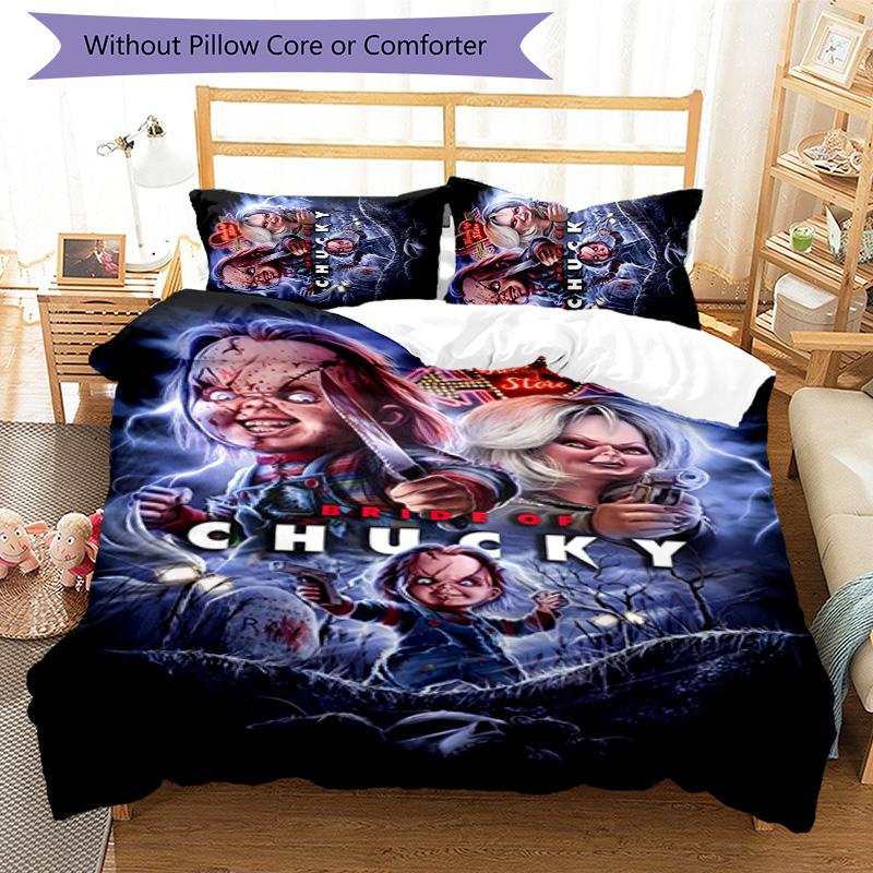 Chucky 3τμχ Σετ Κλινοσκεπασμάτων Κάλυμμα Παπλώματος Κλείσιμο Περιλαμβάνει 1 Κάλυμμα Παπλώματος & 2 Μαξιλαροθήκες για Όλες τις Εποχές Διακόσμηση Υπνοδωματίου Σπιτιού Εστίας