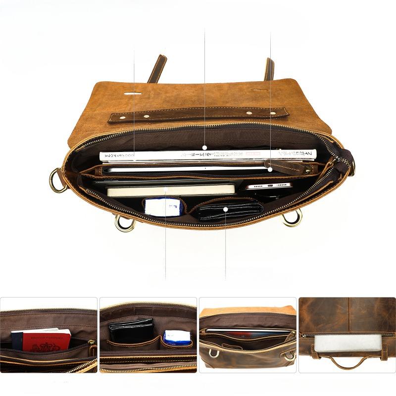 Crossbody Bag Genuine Leather Retro Men's Business Handbag Casual Single-shoulder Bag