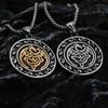 Men's Retro Stainless Steel Celtic Knot Flying Dragon Double-Sided Pendant Necklace