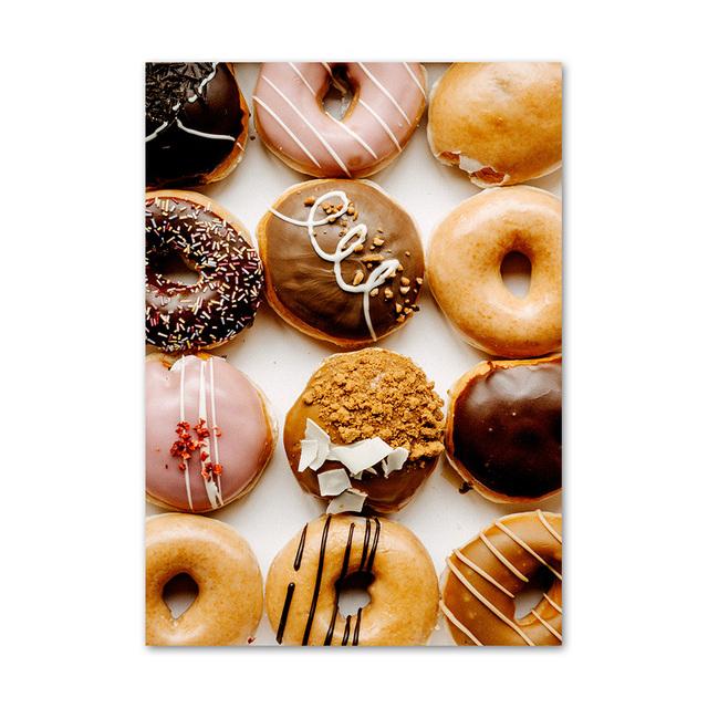 Snídaně Čokoládový prsten Dort Káva Chléb Severské Plakáty Reprodukce Nástěnné Umění Obrazy Obrazy Obrazy Dezert Obchod Domácí dekorace