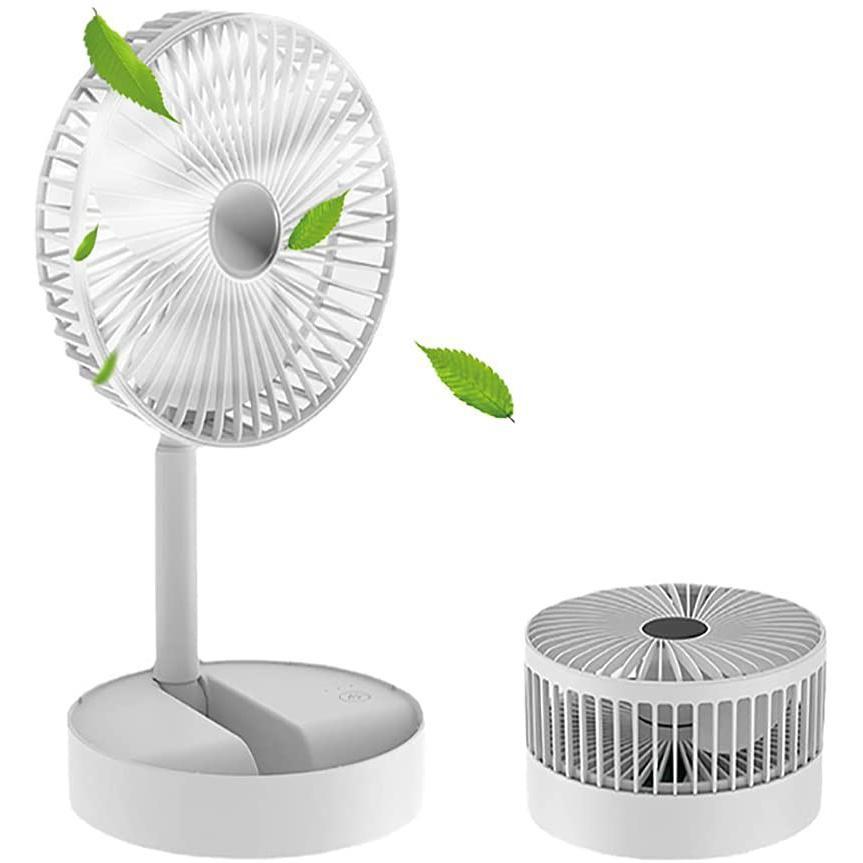 Portable Desk Fan Foldaway Table Fan USB Rechargeable Pedestal Standing Floor Fan Lightweight Telescopic Fan Adjustable Height Fan