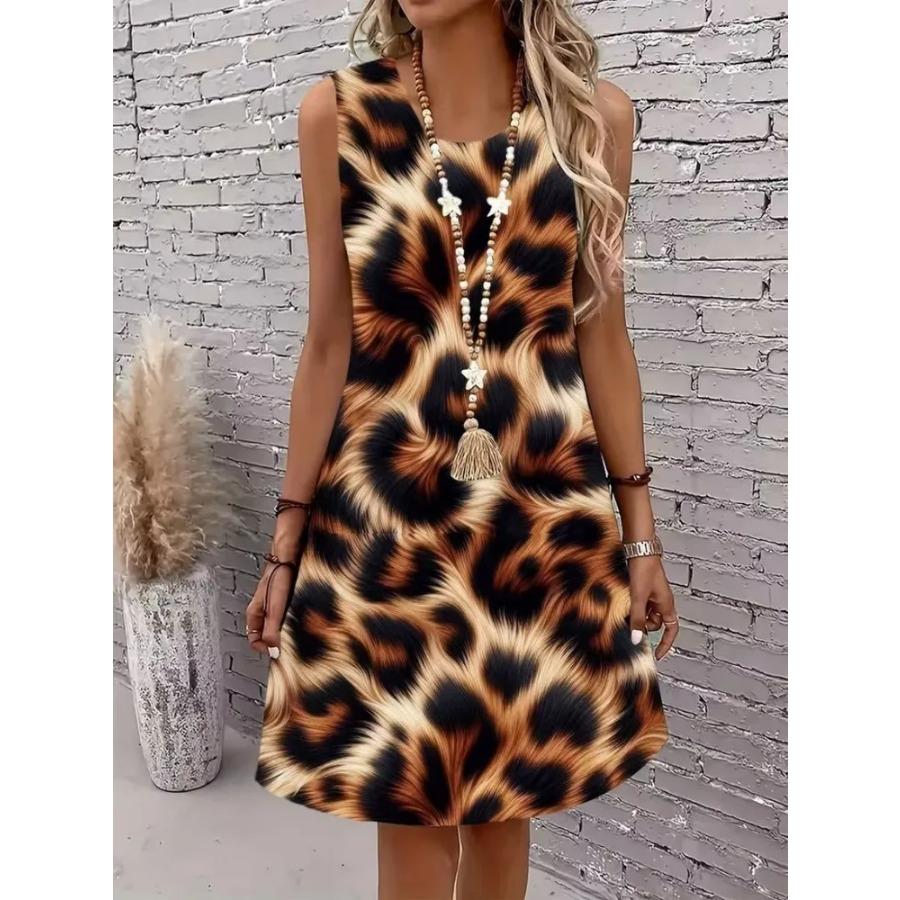 Ladies' New Summer with Stylish Printed Sleeveless Dress A-Line Casual Spring And Summer Vest Dresses Y2K Fitted Flowing Dress