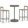 VidaXL 3-piece Garden Bar Set Grey Poly Rattan/solid Acacia Wood, Bar Table Set, Table and Bar Chair of 3187719