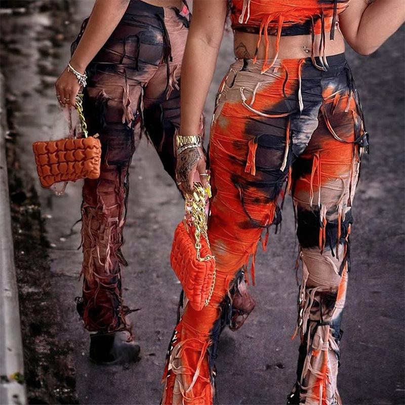 Frauen Hip Pop Kleidung Mode Streetwear Spleißen Quaste S Hosen frauen Casual Hosen