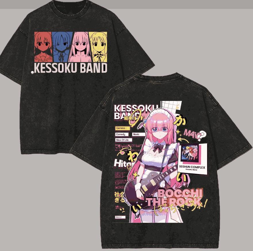 

Bocchi the Rock! Washed T-shirt personality Clothes New Model Anime T-shirt Year round clothing Couples Plus Size Unisex Classic L