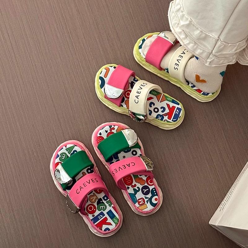 Fashion Comfort Women's Sandals Fashion Cute Cartoon Bear One-word Buckle with Velcro Sandals Womens Beach Cool Slippers Sandalias Mujer