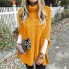 Women's Lazy Loose Long-sleeved High-neck Color Knitted Shawl Sweater