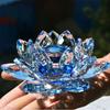 Crystal Lotus Flower Figurine Home Wedding Decoration Glass Craft Collection Paperweight Table Ornaments Souvenir Gifts