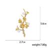 Rhinestone Plum Blossom Branch Pins for Women Pearl Plant Brooches Office Party Friends Gifts Jewelry Accessories