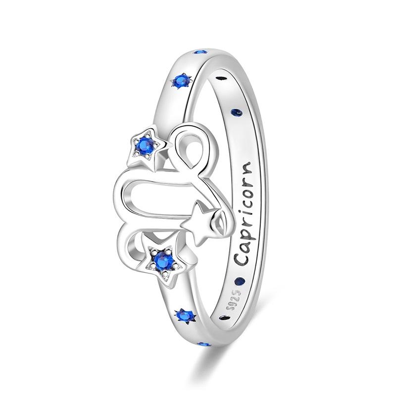 New 925 Silver Twelve Constellation Series Zircon Ring For Women Fit Wedding Party Jewelry Gifts