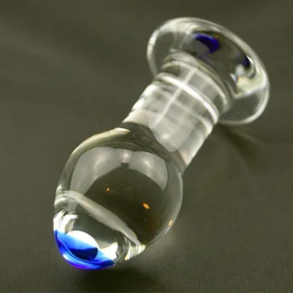 Blue Tip Clear Tapered End Crystal Glass Quantity Plug