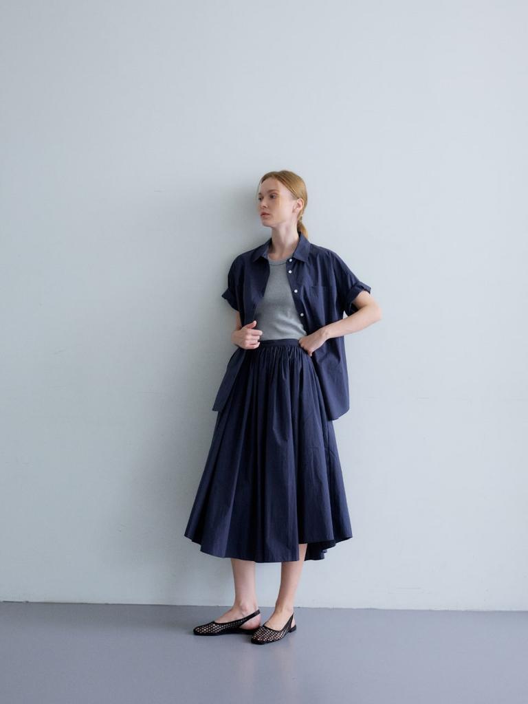 Nobeu Asymmetrical Shirred Skirt_Navy