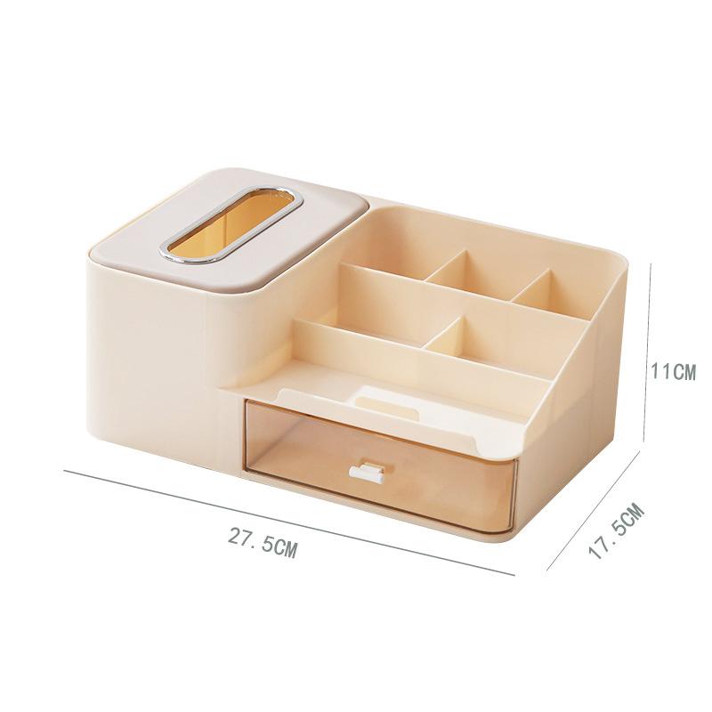 1pc DesktopTissue Box with Phone Holder Cosmetics Organizer Multifunctional Living Room Drawer Typ Remote Control Organizer