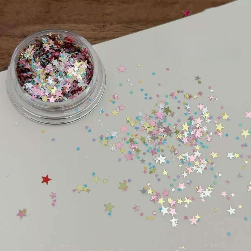 Mixed-Color Star Sequin Glitter Nail Sparkling Mixed Color Mini Star Five-Pointed Star Sequins Diy Decorative Sequins