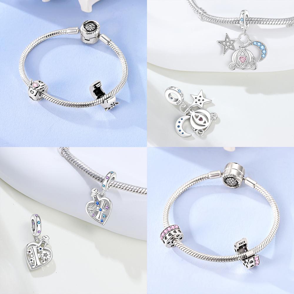 Copper Charm Colored Zircon Stone Unicorn Moon Stars Pumpkin Car Beads Fit Bracelet Jewelry Diy Lady Gift Accessory