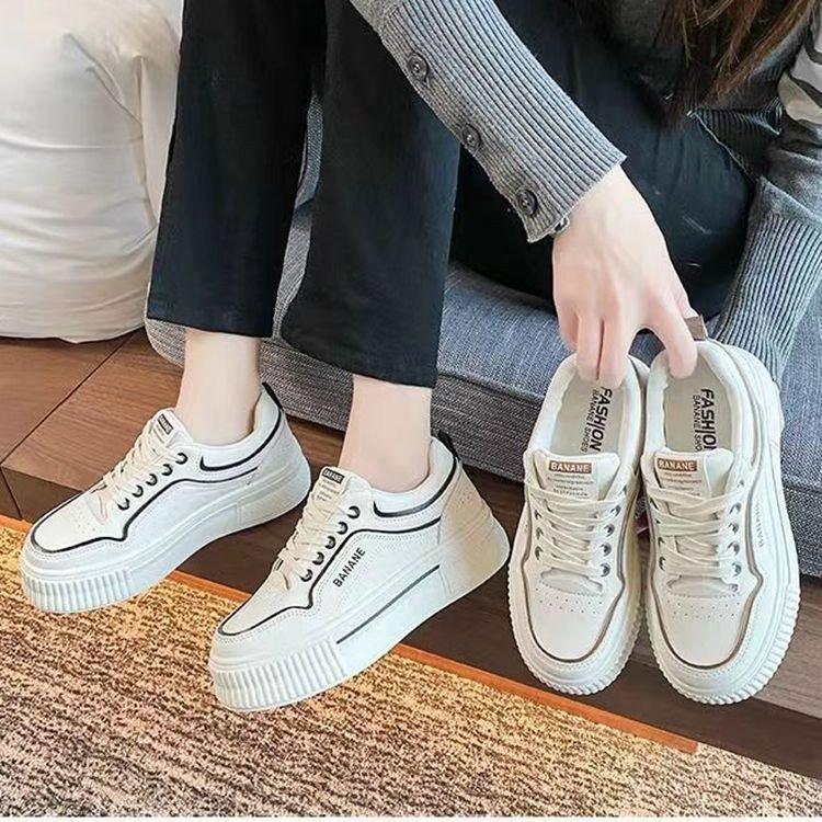 High leather thick-soled little white shoes for women 2025 spring new casual versatile thick-soled muffin Korean version trendy women