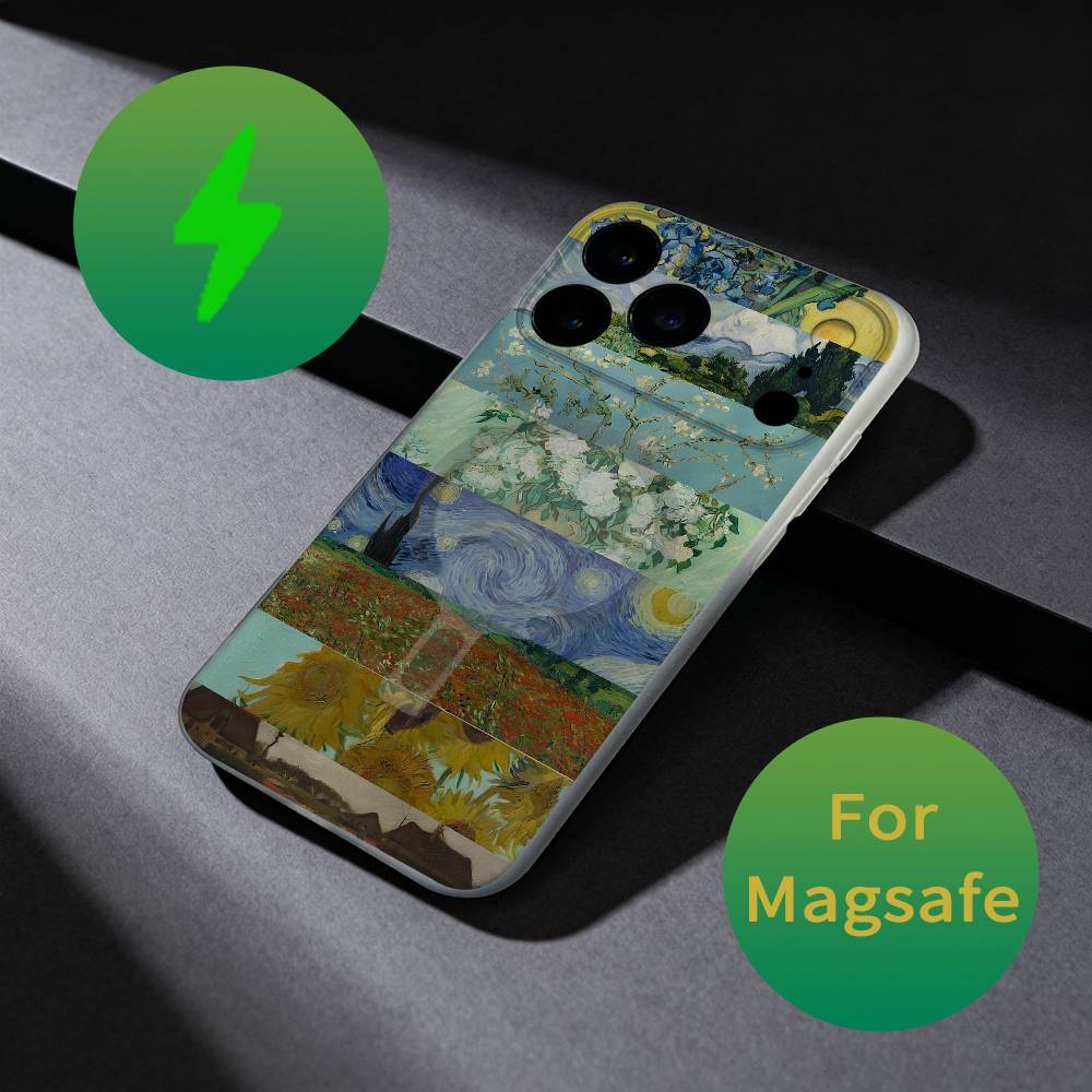 Vintage Van Gogh Pattern Phone Case For iPhone 17,16,15,14,13,12,X,XS,Pro,Max,Plus,E,Air,Mini with Magsafe Magnetic Liquid TPU