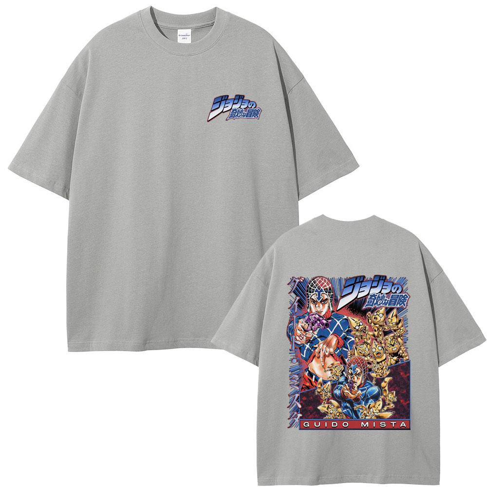 Anime JoJo Bizarre Adventure Guido Mista Graphic Tshirt Men Women Casual Cotton Short Sleeve T Shirts Manga Vintage Tee Shirt
