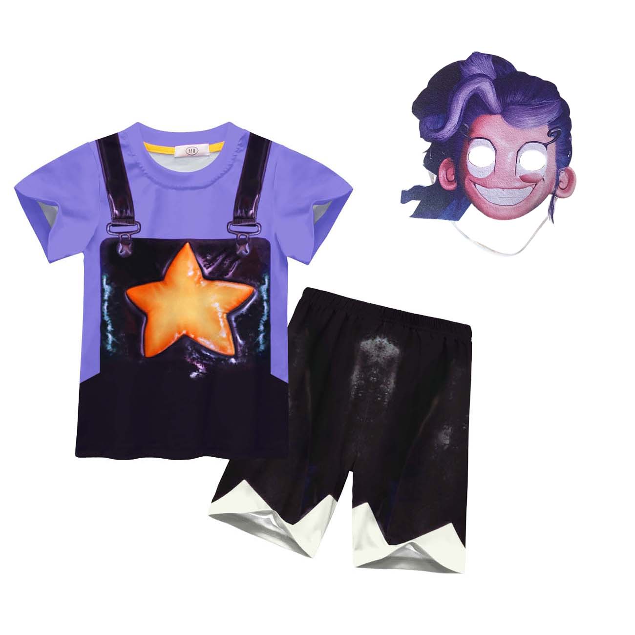 Ensemble T-shirt et Short Cosplay Bobi Time LLily pour Enfants Peut Ajouter Masque Sac Étoile Costume de Personnage de Jeu d'Halloween pour Filles Garçons 110cm blue