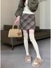 Plus Size Retro Plaid Woolen A-line Skirt for Pear-Shaped Women - Hip-Covering, Slimming Short Skirt for Autumn/Winter