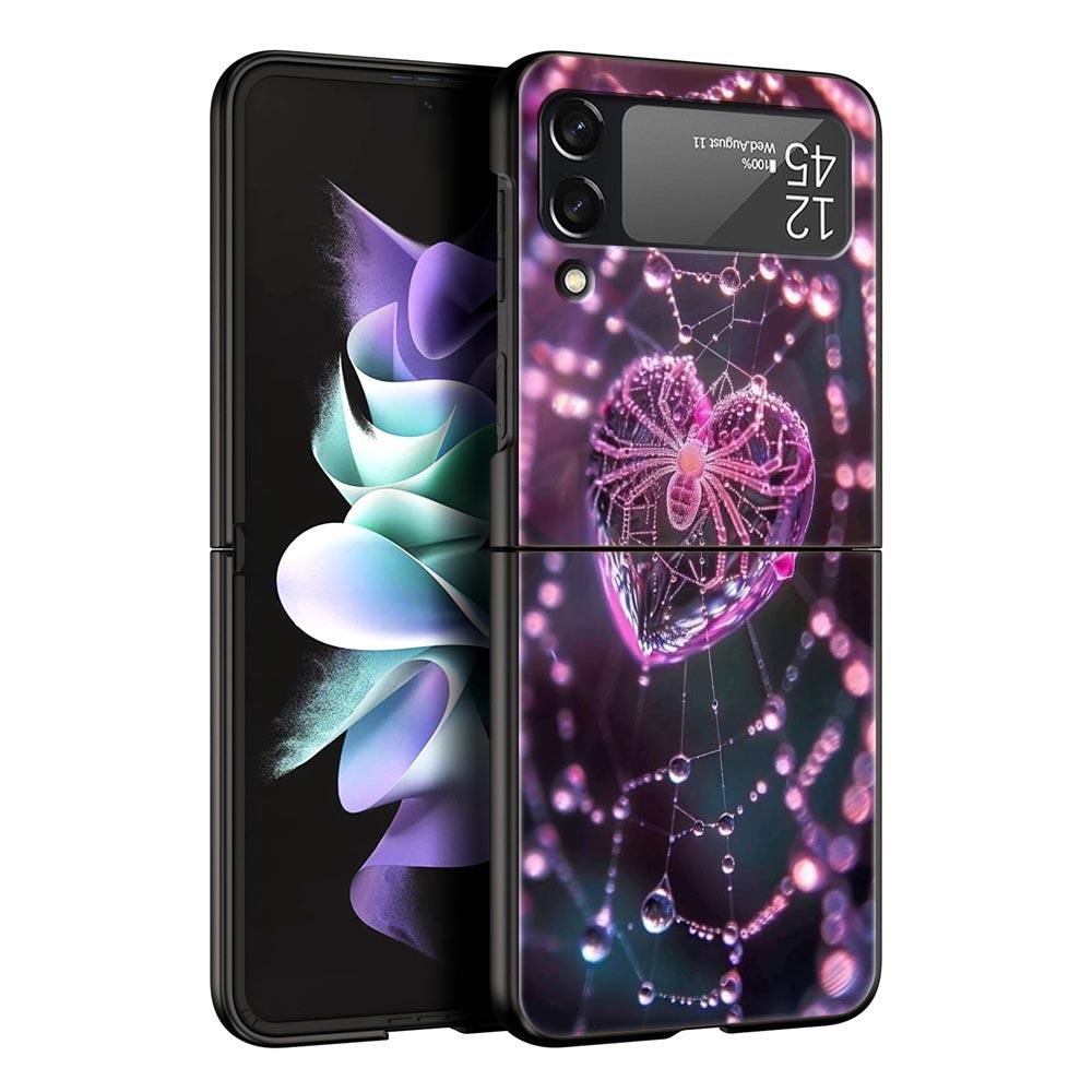 Spider Web Hard PC Phone Case For Samsung Galaxy Z Flip 7 6 5 4 Black Cover For Galaxy Z Flip 3 Foldable Shell Fundas Capas Bags