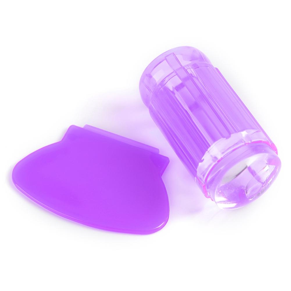 Transparent Silicone Nail Polish Head Stamper Scraper Nail Art Tool (Transparent White)