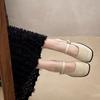 Mary Janes Womens Flat Shoes Pu Leather Low Heel Casual Footwear For Daily Use