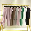 Set 2 Pezzi/Set T-shirt Pantaloni Donna Pieghettati Gamba Larga Scollo a V Maniche Corte Ampio Homewear Pullover Sottile Taglie Forti Estate Top Pantaloni Set Abbigliamento Donna