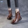 Autumn and Winter New British Martin Boots Women's Retro Leather Soft-soled Zipper Boots Chelsea Skinny Short Boots