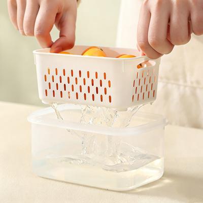 Contenedor de Almacenamiento de Frutas y Verduras 4 en 1 con Filtro Extraíble Hermético a Prueba de Fugas Caja de Almacenamiento de PP para Lavar escurrir Apilable Cocina Alimentos