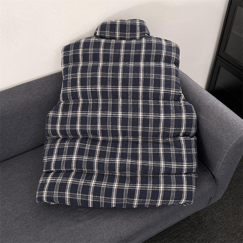 Unisex Retro Rutig Bomull Ärmlös Väst - Casual Lager-Ytterplagg för Höst/Vinter