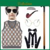 Premium Grandpa Hair Wig With Distinguished Mustache And Cozy Vest Ideal For Halloween Costumes