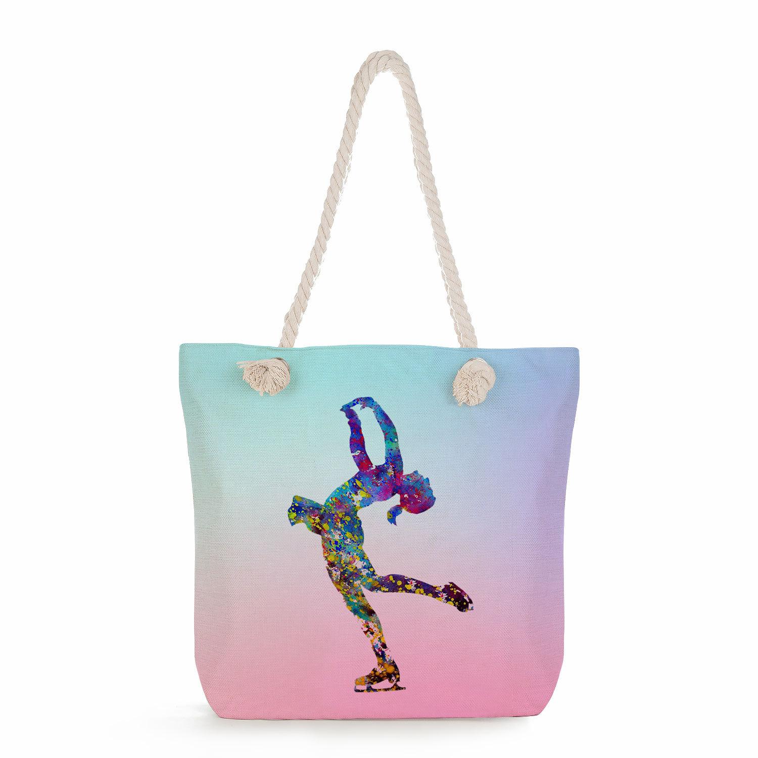 

Multifunctional gymnastics Printed Thick Rope Shoulder Beach Bag Casual large capacity handbag 0244 KTB