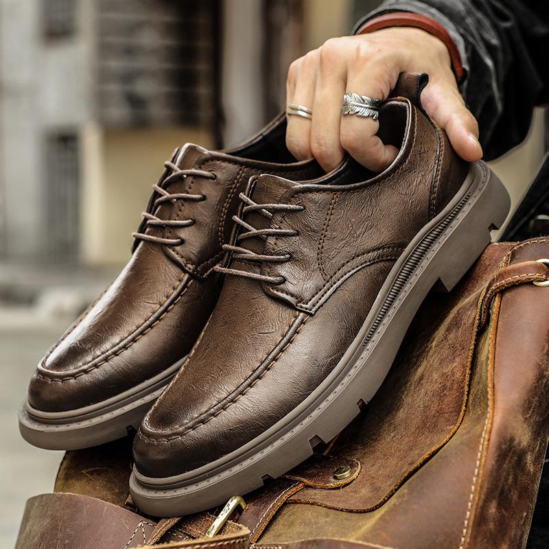 Casual Leather Shoes Men's Autumn Business Tooling Trendy Shoes Brock Martin Men's Shoes British Style Versatile Low-top Board Shoes