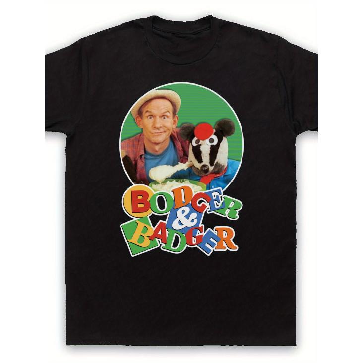 Bodger & Badger TV Show 90s Nostalgia T-Shirt - Unisex Retro Comedy Series Tee with Iconic Characters, Soft Casual Round Neck Shirt (Men s & Women s, S чёрный