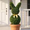 Artificial Boxwood in Rabbit Shape, 740 Leaves, Artificial Plant for Indoor and Outdoor Use, with Ground Anchor, 83 cm, Green