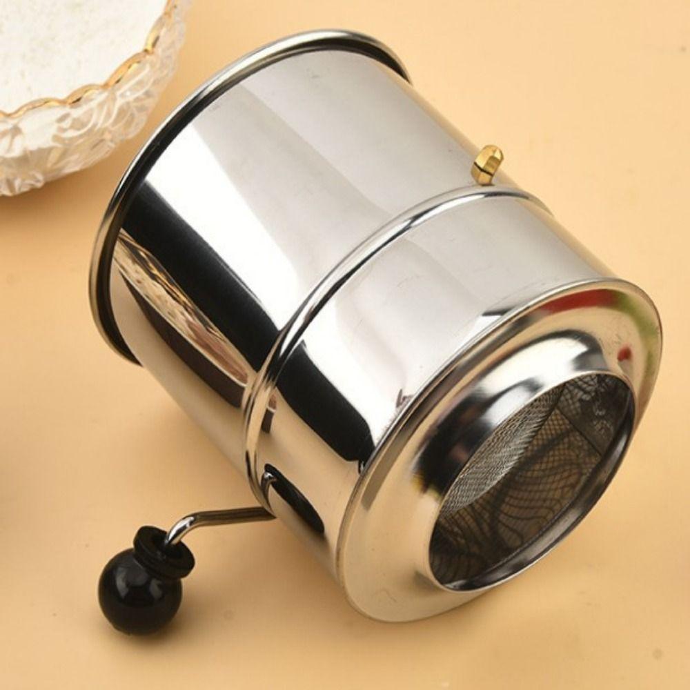 Stainless Steel Flour Sifter Hand Crank Powder Sugar Shake Powder Sugar Sifter  Baking