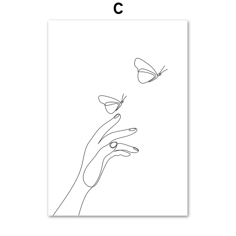 Posters Prints Canvas Painting Nordic Minimalist Wall Art Pictures For Living Room Home Decor Abstract Woman Face Hands Line