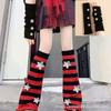 Y2K Aesthetic Solid Color Star Knit Calf-Length Bubble Socks With Matching Wrist Cuffs Women