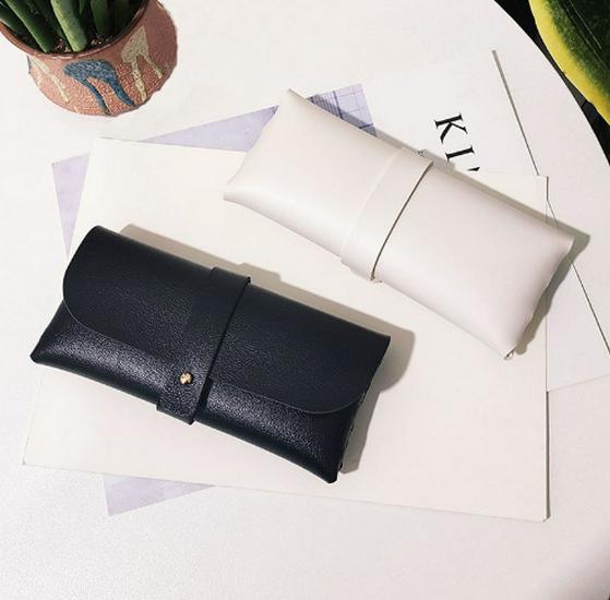 Retro Soft Lined Leather Sunglasses Case with Metal Snap