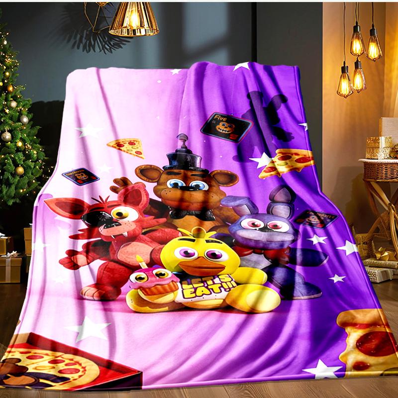 Five Nights Party Blanket Flannel Throw for Sofa, Indoor, Camping, Living Room, Office, Chair, And Bed Soft Birthday Gift
