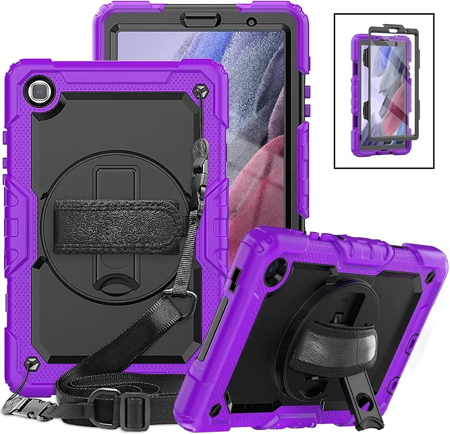Étui Pour Samsung Galaxy Tab A9 8.7 SM-X110 X115 Housse de Tablette A11 A9+Plus 11 A11 8.7 Capa pour Enfants Protection d'Écran+Sangle de Poignée A9 8.7inch X110X115 violet