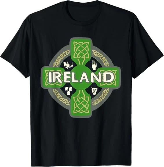 Ireland St Patrick Day Celtic Cross Green Tee T-Shirt M