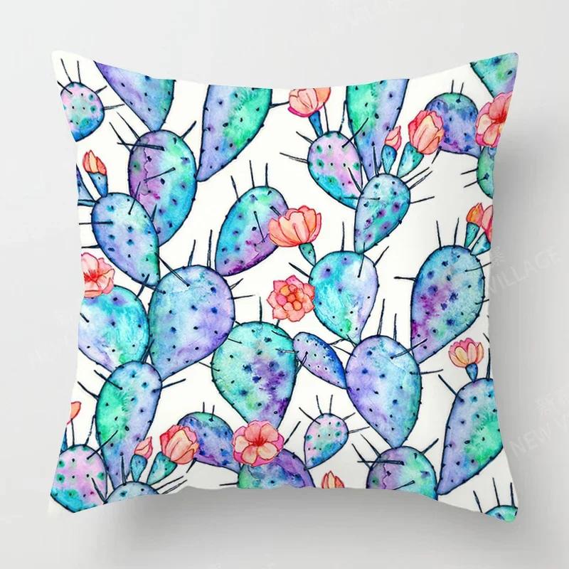 Nordic Fall Home Decor Autumn Throw Pillow Case Sofa Cushion Cover Modern  Plant Green Leaf
