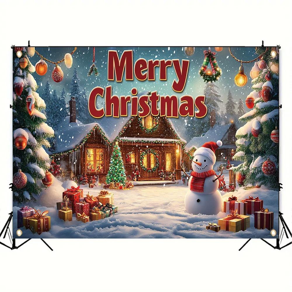 Christmas Romantic Snowman Gift Theme Banner Decoration Background Christmas Day Party Home Decoration Photography Background