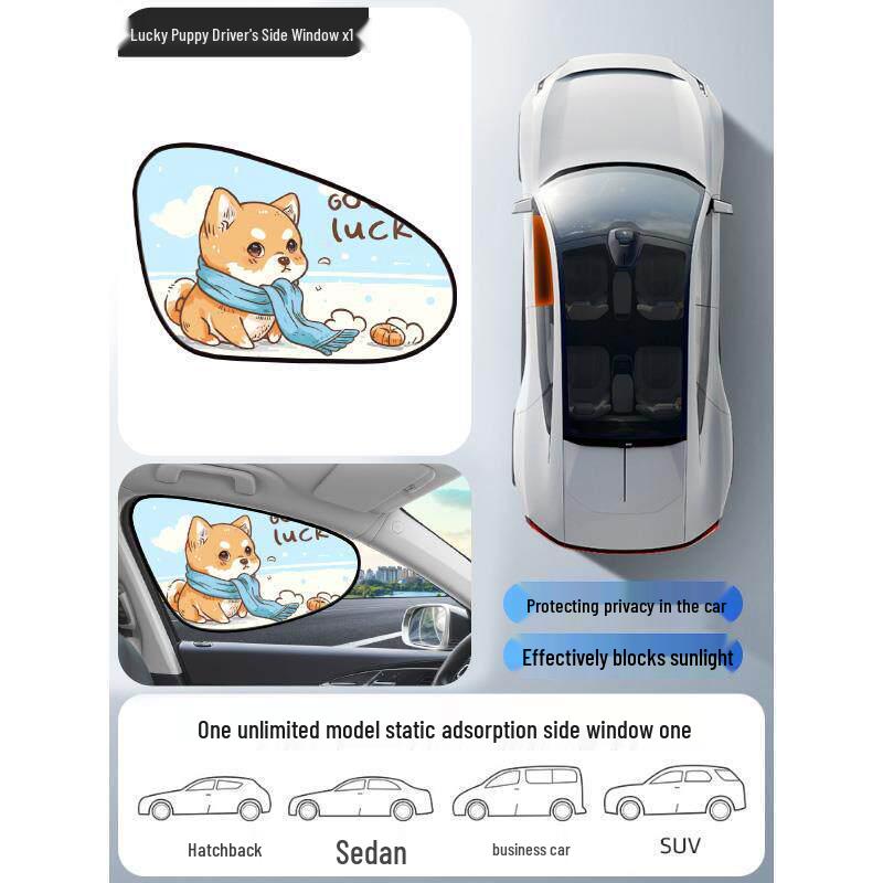 Electrostatic Sunshade Curtain - Driver s Sun Visor, Suction Cup Anti-Glare Car Sun Blocker