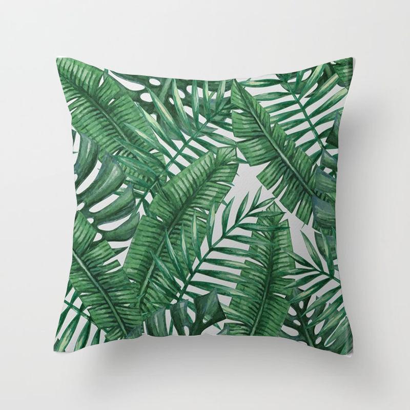 Fashionable Tropical Plant Polyester Pillowcase Office Fabric Sofa Cushion Cover Home Peach Leather Velvet Pillowcase