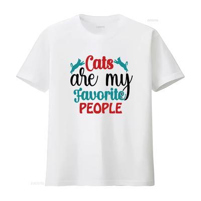 Cats Are My Favorite People Stylish T Shirt Women  Soft Stretch Unique Design Summer Tops Cat Lover S Vintage Washed Graphic