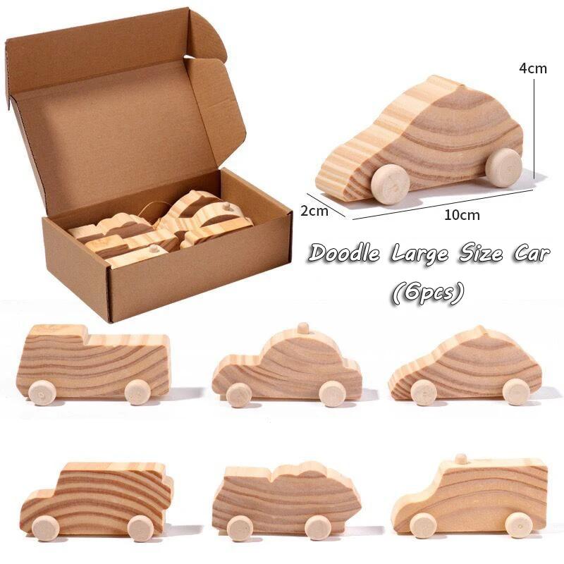 Children 3D Log Color Car Wooden Toys Montessori Educational Diy Painting Graffiti Learning Set Parish Drawing Toys for Children