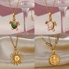 Waterproof Stainless Steel Drop Oil Turtle Choker Necklaces For Women Gold Color Sun Goddess Jewelry Charm Her Daily Cute Gifts
